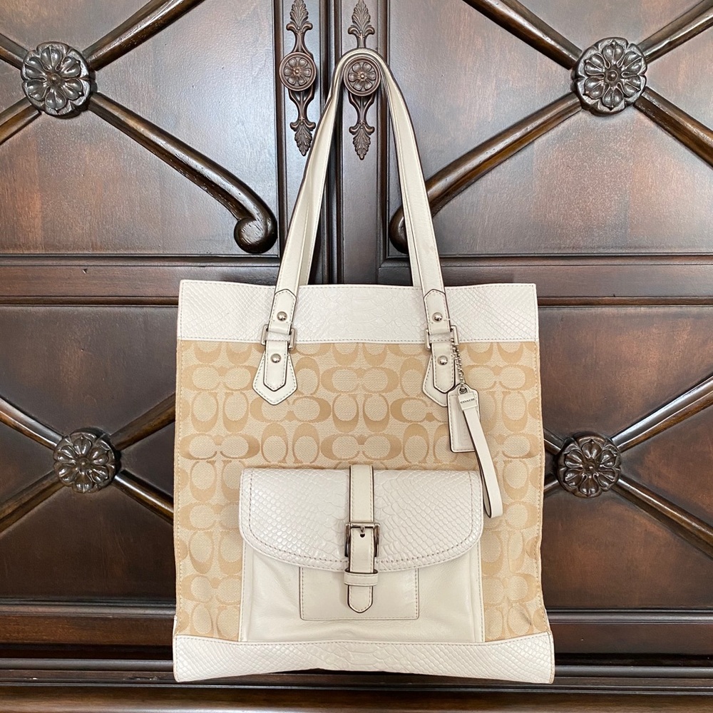 Cream and Tan Coach Purse